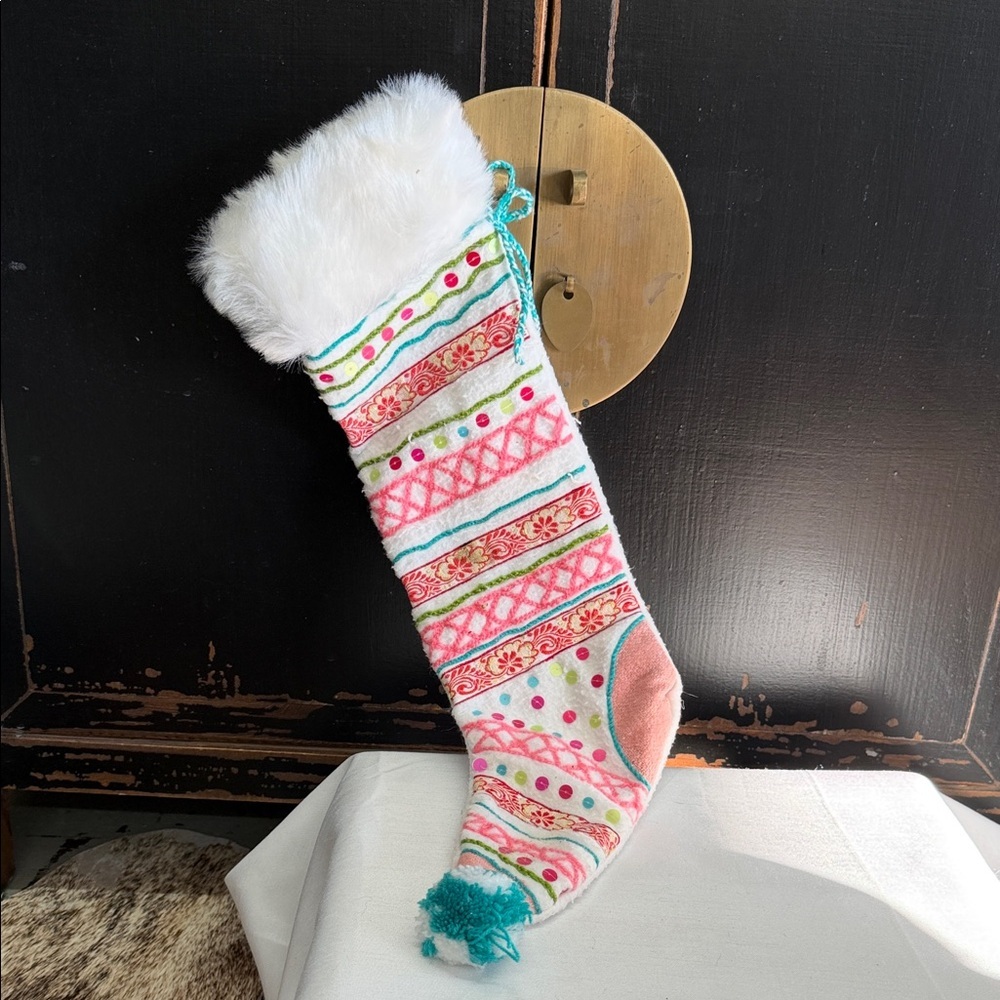 Festive Striped Christmas Stocking